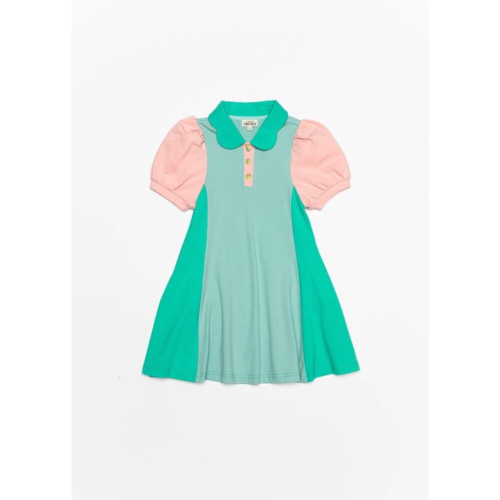 NWT Finding Foxtale Country Club Dress Sz 5 Aqua Pink Preppy Pique